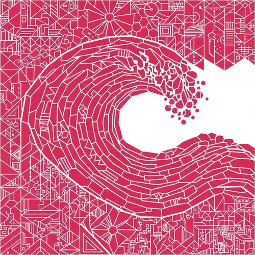 Crimson Tide Regular Tessellation: Diverse Polygons in Storm Wave