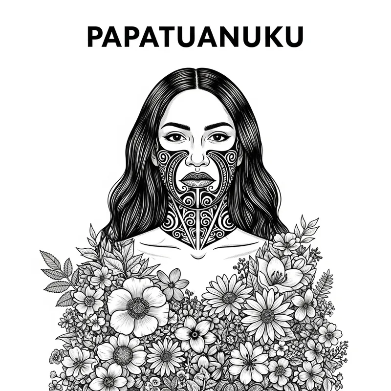 Serene Maori Art: Earth Mother Papatuanuku in Black & White