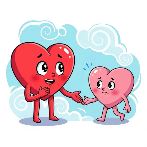Heart Waiting for Another Heart to Join Hands - Cartoon Illustration