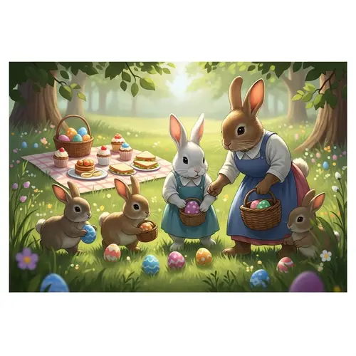 Adorable Bunny Family Easter Celebration | Joyful Family Scene