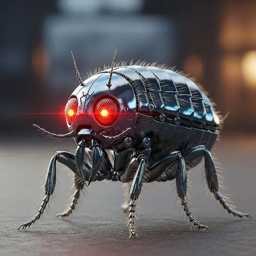 Futuristic Robotic Warrior with Flea-like Features