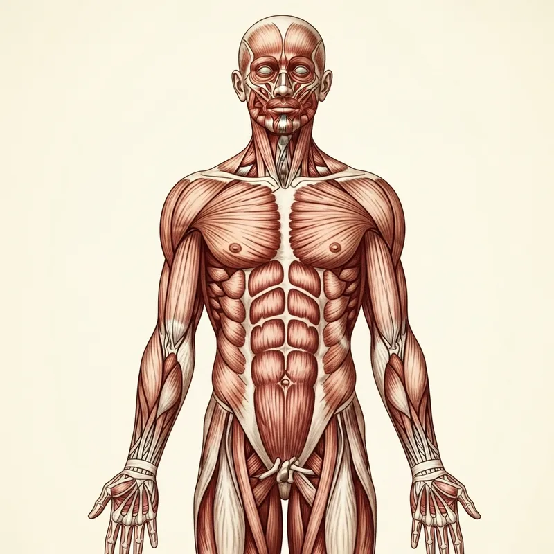 Realistic Male Anatomical Drawing - Detailed Human Body Illustration for Medical Study