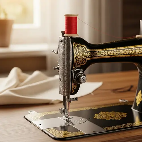 Vintage Sewing Machine with Intricate Details
