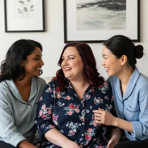 Close Friends Sharing Laughs at Home | Women with Exotic, Red, and Black Hair