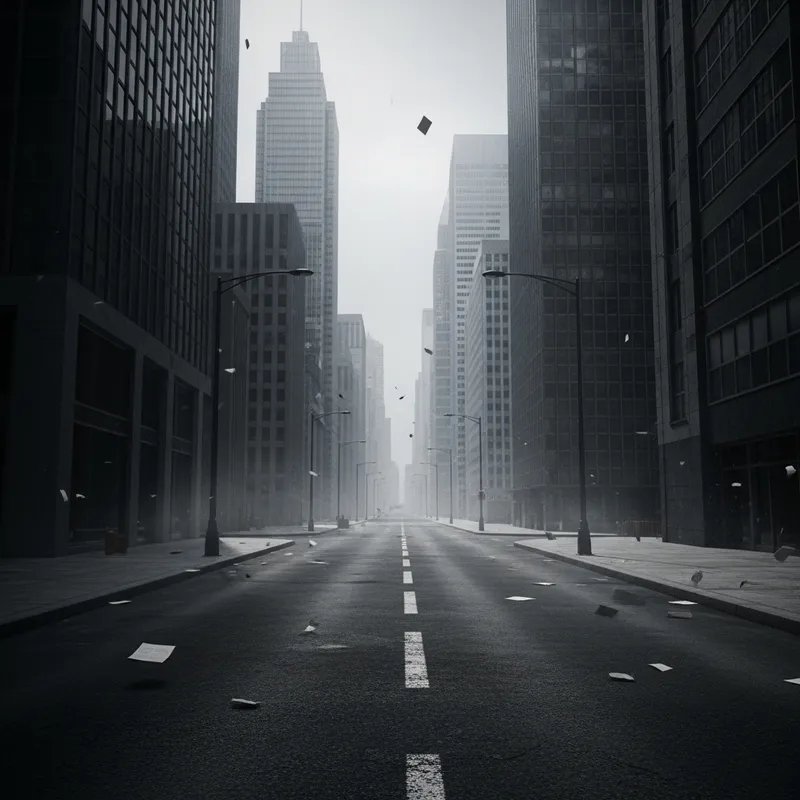 Bleak Business District: Desolate Cityscape