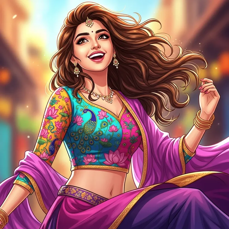 Joyful Indian Young Woman | Beautiful Brown Hair & Eyes