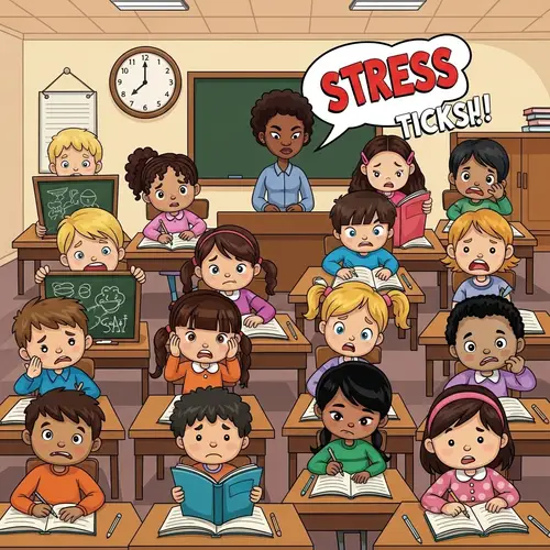 Stressful Elementary School Classroom | Diverse Students Under Pressure