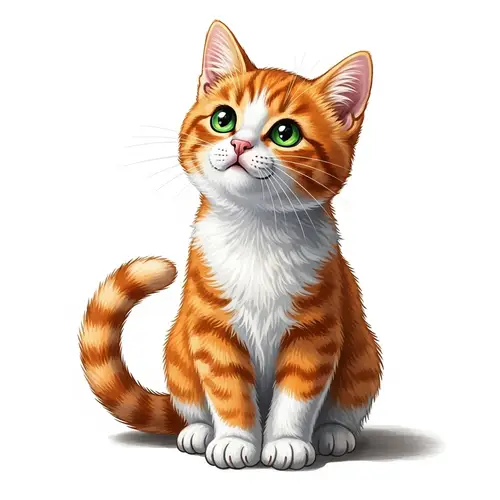 Adorable Cat Sitting Elegantly with Bright Orange and White Fur