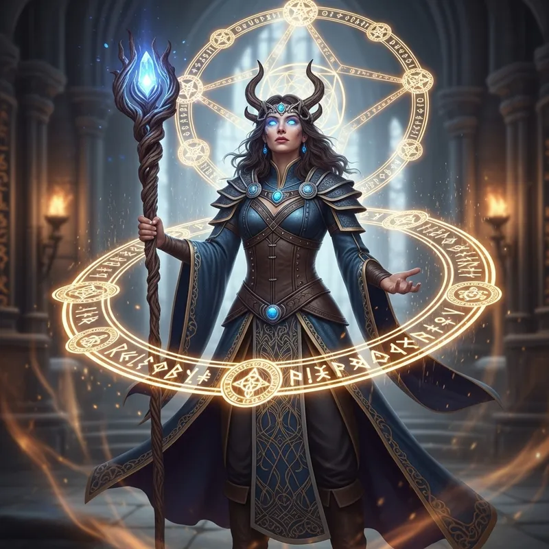 Female Sorceress Summoning Magic
