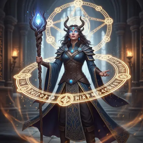 Female Sorceress in Traditional Mystical Attire | Cast a Powerful Spell