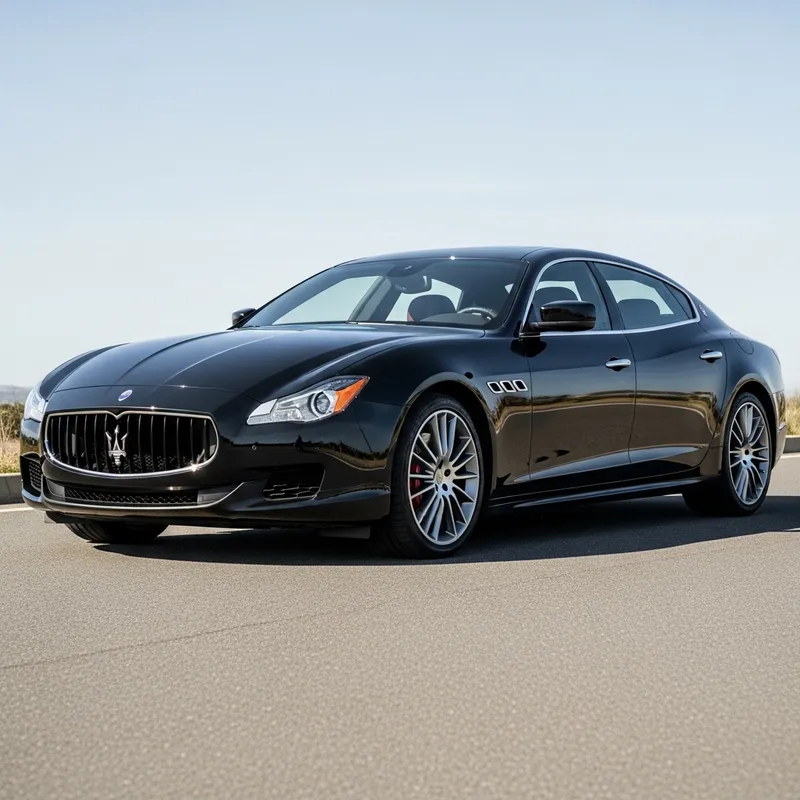2014 Black Maserati Quattroporte S Q4 on Smooth Asphalt Road