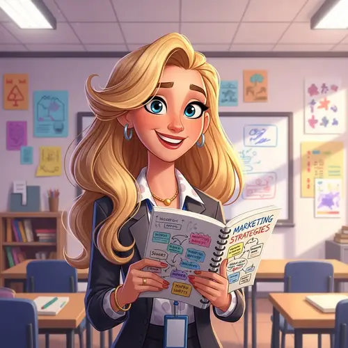 Pixar-Style Marketing Teacher Illustration