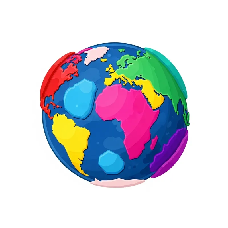Colorful Alien Planet with Diverse Geometric Continents Colorful Alien Planet with Diverse Geometric Continents
