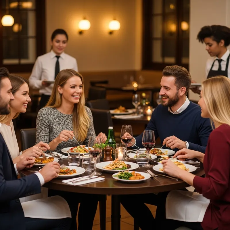 Happy Caucasian Dinner Gathering with 3 Women and 3 Men