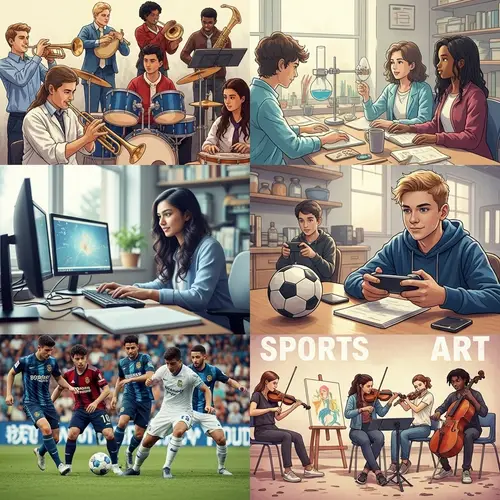 High School Extracurricular Activities: Band, Science, Gaming, Sports, Art, Music