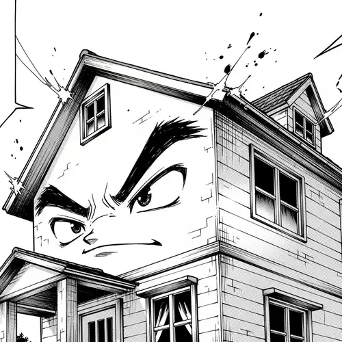 Fluid Manga-Inspired House Drawing