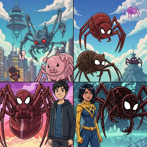 Spiderverse Art: Cartoonish Characters from Different Dimensions
