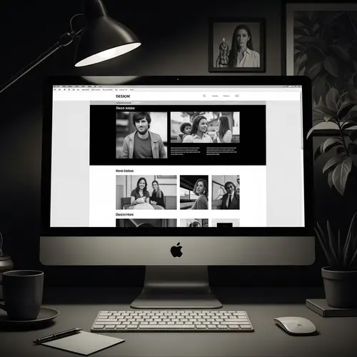 Vintage-Inspired Digital Painting of Web Designer's Website Layout