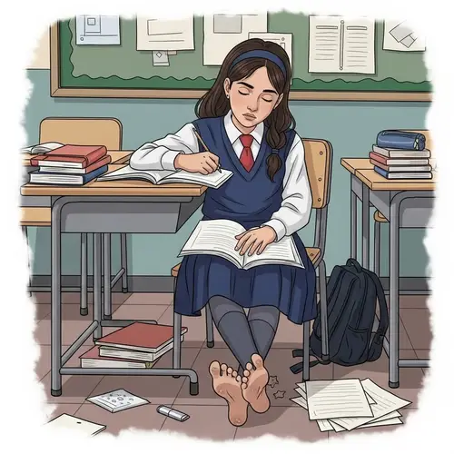 Middle-Eastern Girl in Classroom: Imaginative Scene
