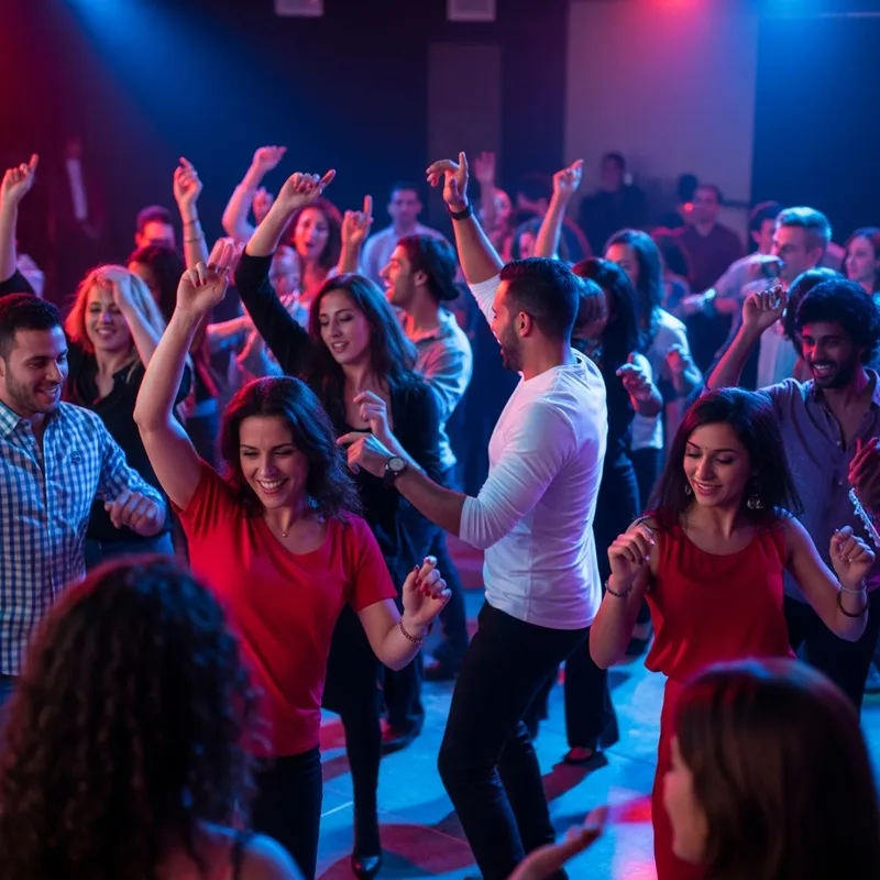 Vibrant Multicultural Dance Floor | Exciting Colors and Energetic Movements