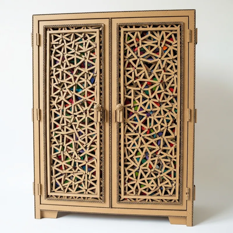 DIY Cardboard Almirah with Intricate Geometric Patterns | Innovative Furniture Design