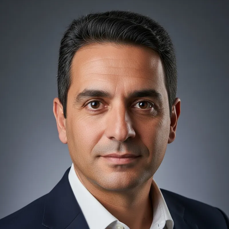 Comprehensive Portrait of a Wise Mediterranean Man in His 40s