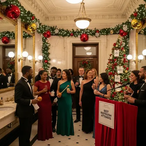 Christmas Spirit Awards Ceremony in Majestic Building Restrooms