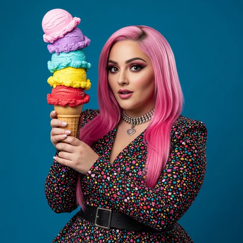 Nicki Minaj with Oversized Ice Cream Cone | Stylish Music Icon Nicki Minaj with Oversized Ice Cream Cone | Stylish Music Icon