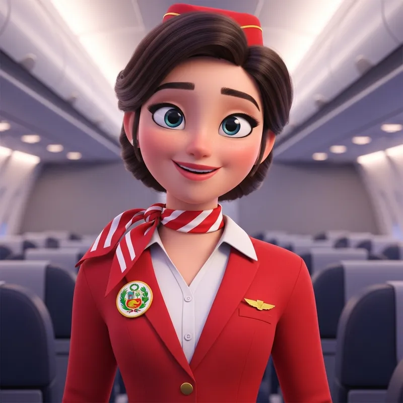 Peruvian Barbie: Animated Flight Attendant with Badge