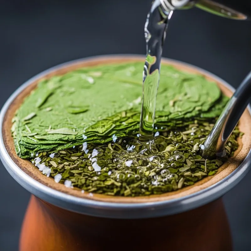 Yerba Mate Gourd Ritual: Pouring Water on Leaves
