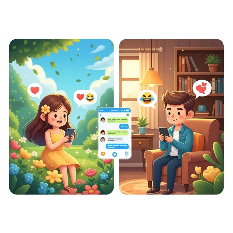 Cute Animated Couple Chatting in Unique Locations Cute Animated Couple Chatting in Unique Locations
