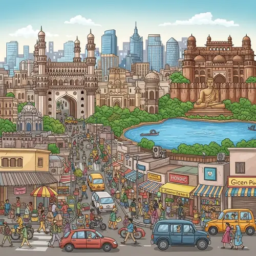 Vibrant Illustration of Hyderabad, India