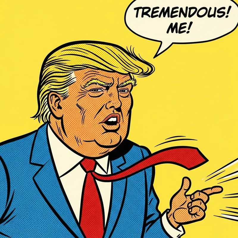 Vintage Donald Trump Cartoon in 1960s Comic Style