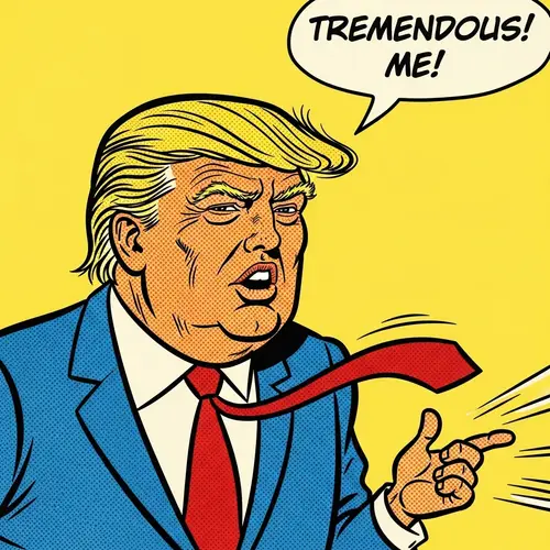 Vintage Donald Trump Cartoon in 1960s Comic Style