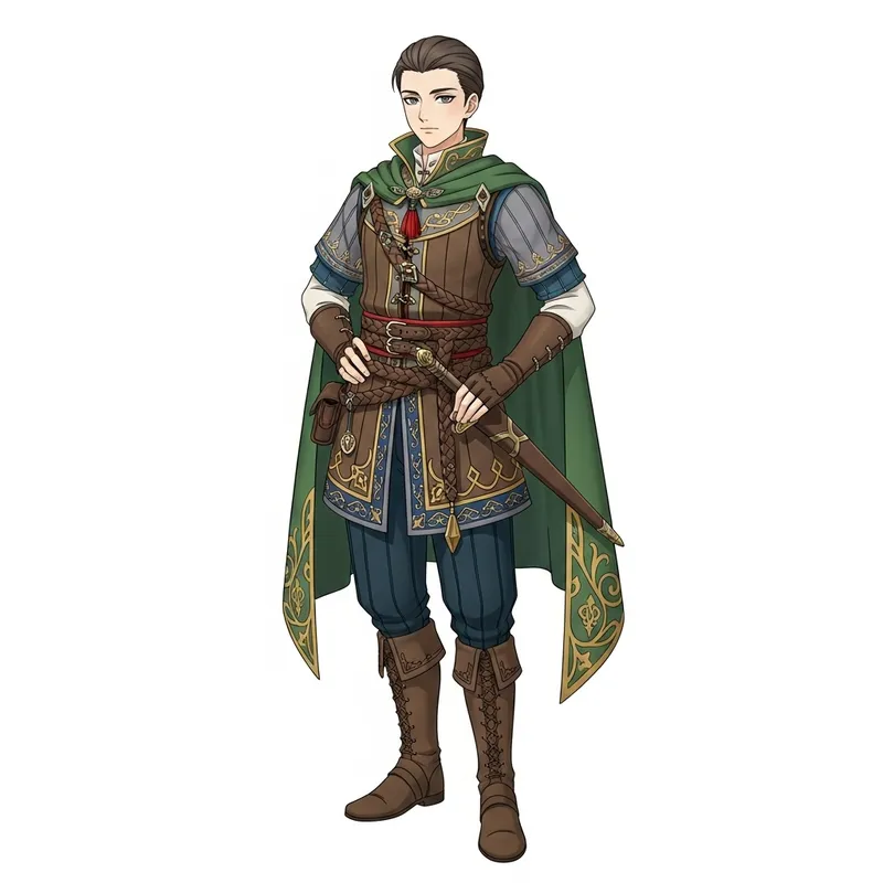 European Fantasy Anime Boy in Traditional Attire