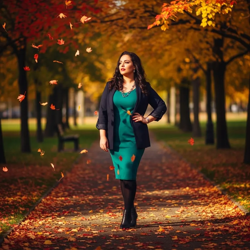 Stylish Plus-Size Woman Standing in Urban Setting