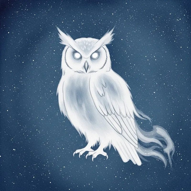 Ghost Owl Watercolor - Ethereal Artwork