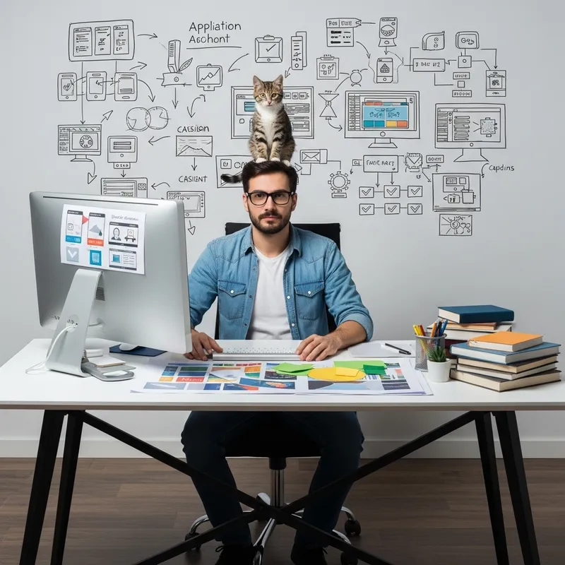 Instagram Creator with a Cat on Head: Fun Tech Vibes