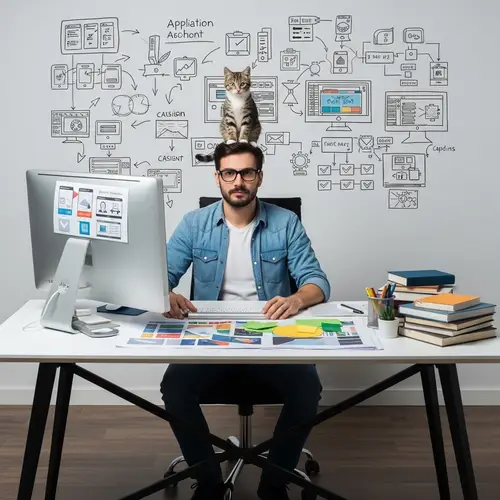 Instagram Creator with a Cat on Head: Fun Tech Vibes