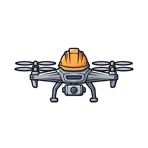 Cartoon-Styled Drone with Construction Helmet Logo Design