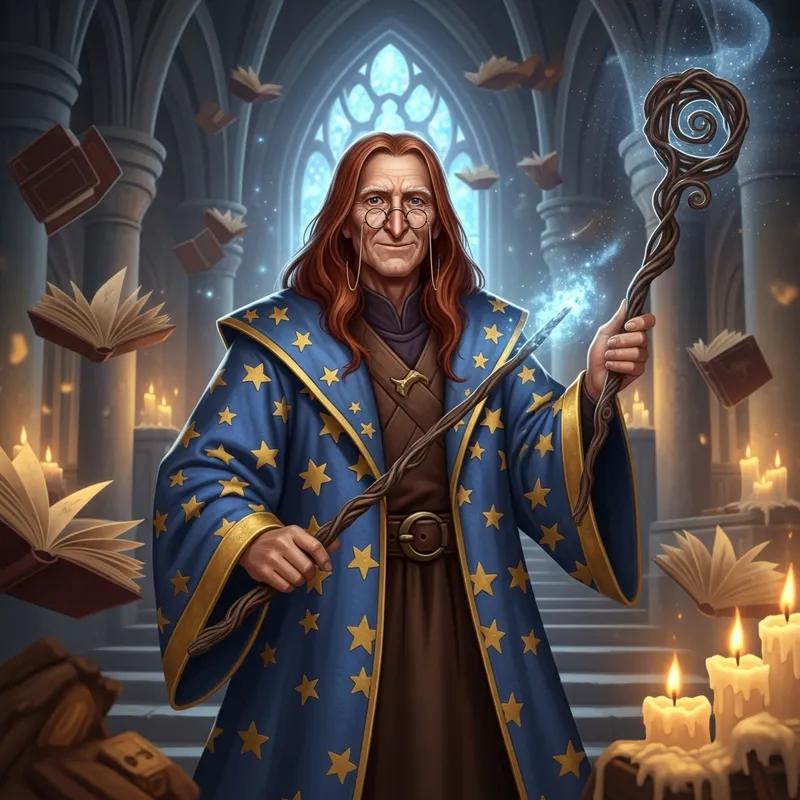 Albus Dumbledore in Full-Length Stars Robe Albus Dumbledore in Full-Length Stars Robe