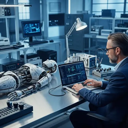 Modern Laboratory with Android and Laptop | High-Tech Scene