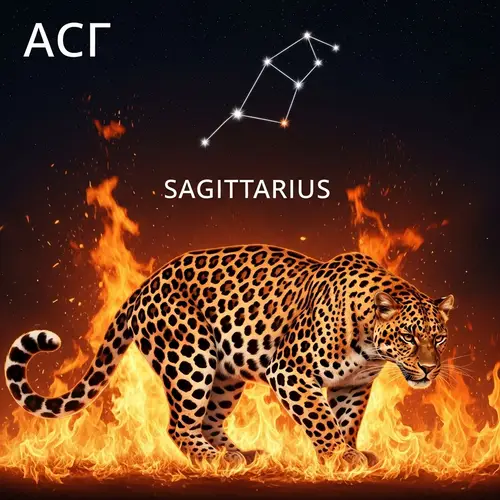 Fierce Leopard Amid Blazing Fire | Constellation Sagittarius