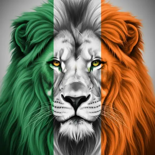 Lion Head in Ivory Coast Flag Colors