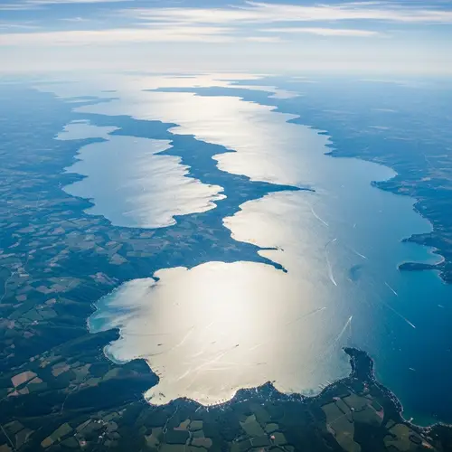 Great Lakes Aerial Photo: Crystal Clear Waters & Vast Green Landmasses