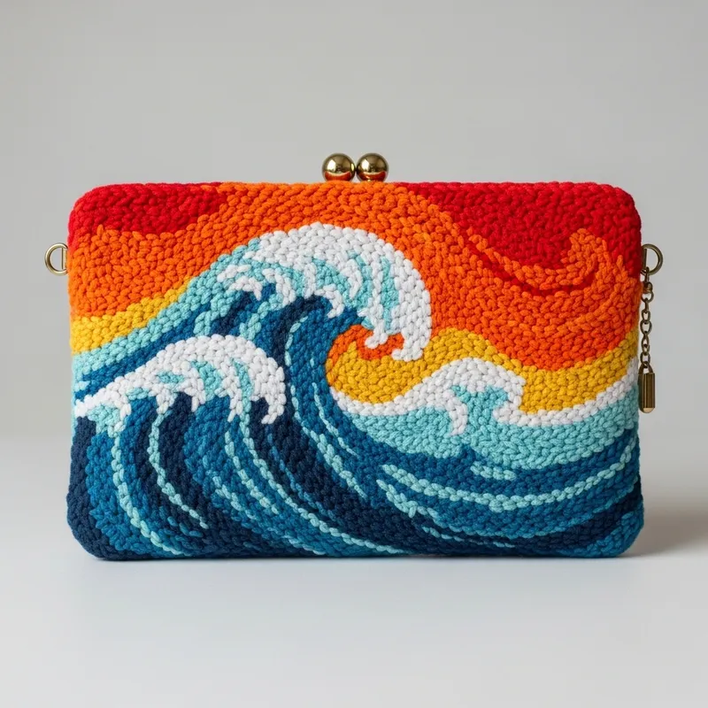 Create a Stunning Punch Needle Clutch with Unique Wave Design