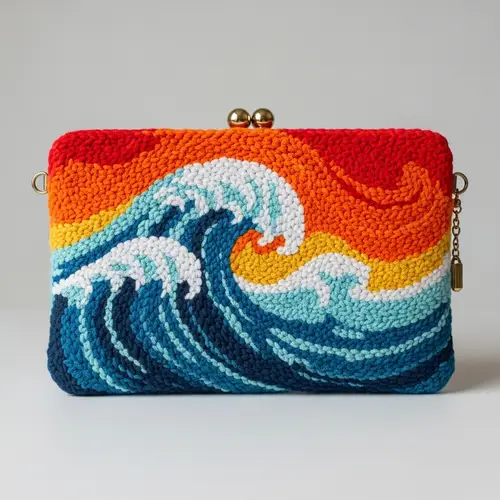 Create a Stunning Handmade Punch Needle Clutch with Unique Wave Design