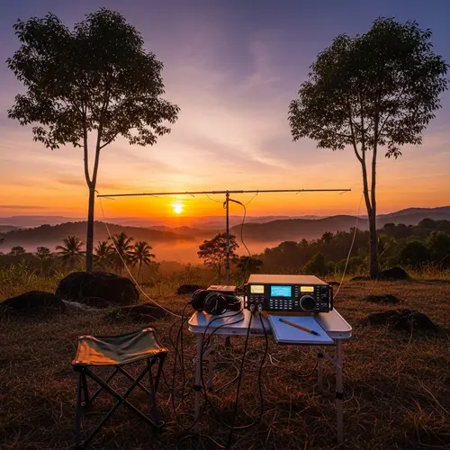 Amateur Radio Transceiver Setup with 40-Meter Dipole Antenna