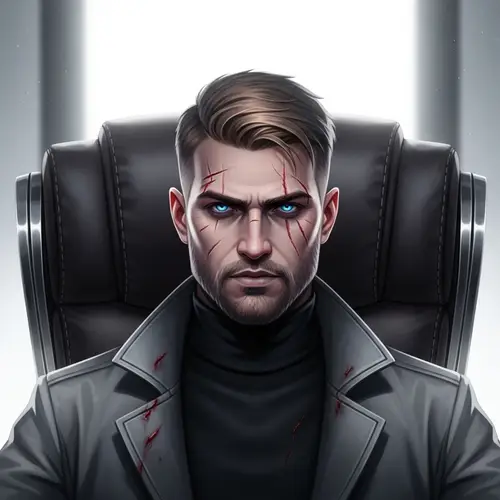 The Witcher Inspired Character Illustration in Modern Office Setting