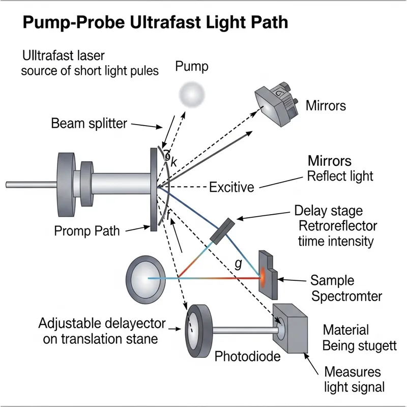 Pump-Probe Ultrafast Light Path Diagram | Detailed Scientific Illustration